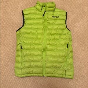 Marmot men’s down vest lime green size medium
